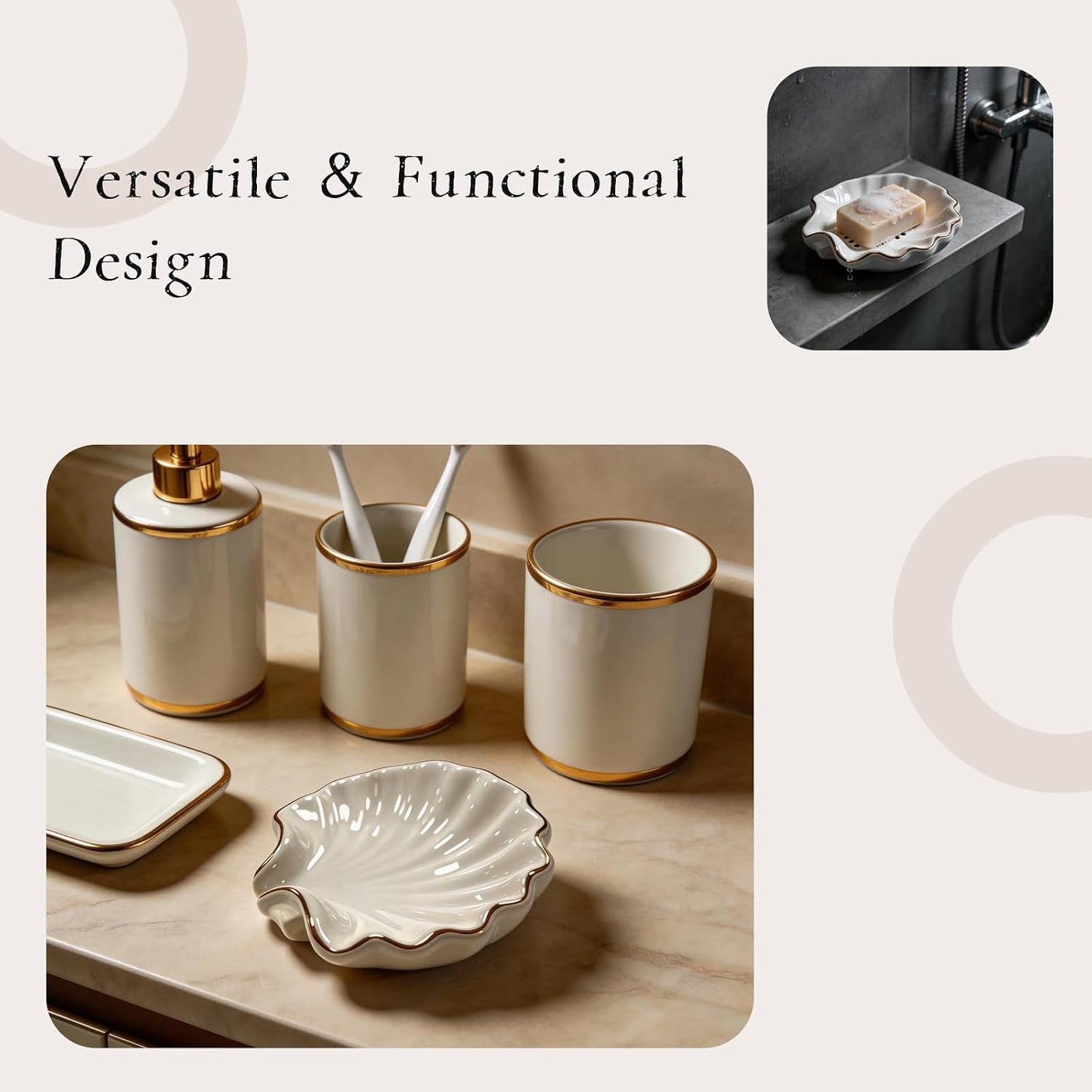 Ceramic Soap Dishes for Bar Soap / Gold