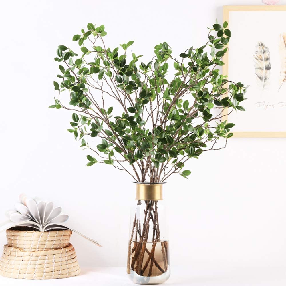 43" Artificial Greenery Stems Plants Faux Leaf Eucalytus Branches Ficus Twig Fern / Green / Set of 4