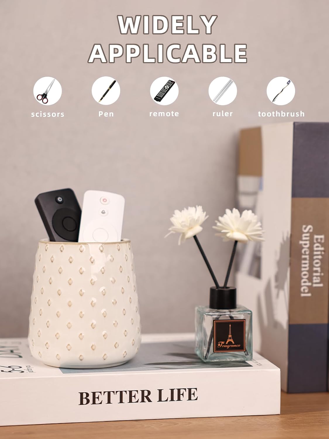 Ceramic TV Remote Control Holder / White