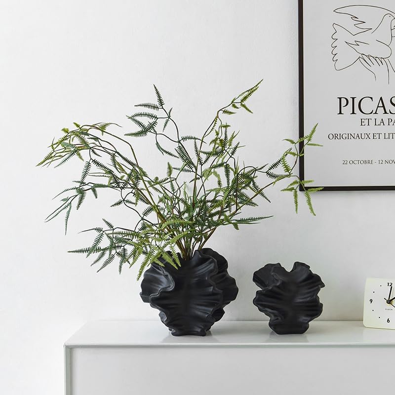 Modern Art Ceramic Coral Flower Vase Home and Office Decoration Sculpture Work Bohemian / Black