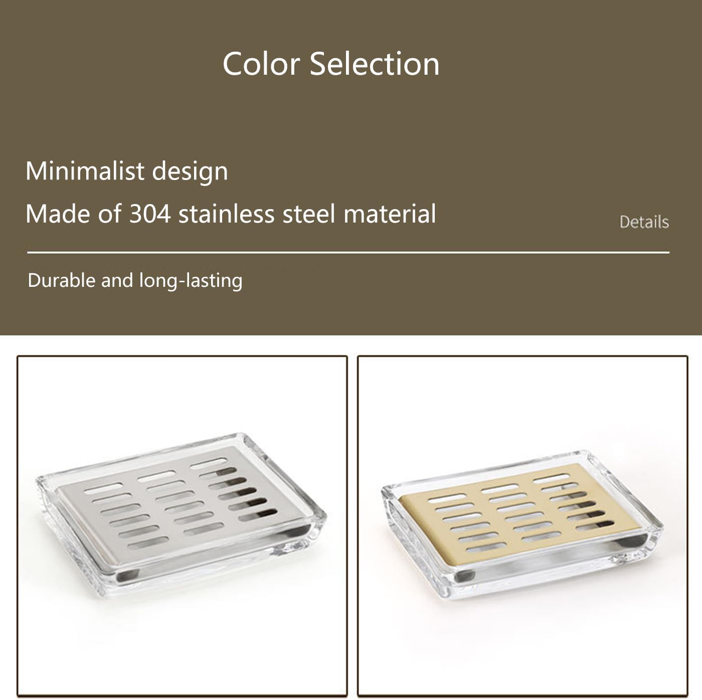 SUS304 Stainless Steel Tray Rectangular Soap Holder / Gold
