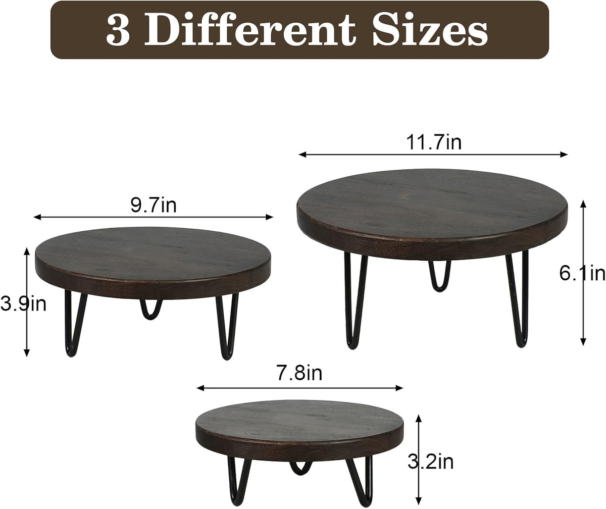 3 Pcs Buffet Risers, Wood Round Food Riser Dessert Table Display Stand Set for Party Wood Cupcake Stands Nesting Table