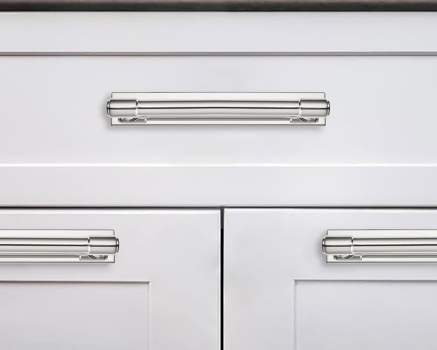 5 Pack 3 Inch(76 mm) Center to Center Polished Nickel Cabinet Pull Backplate with Base Plate Zinc Solid Kitchen Cabinet