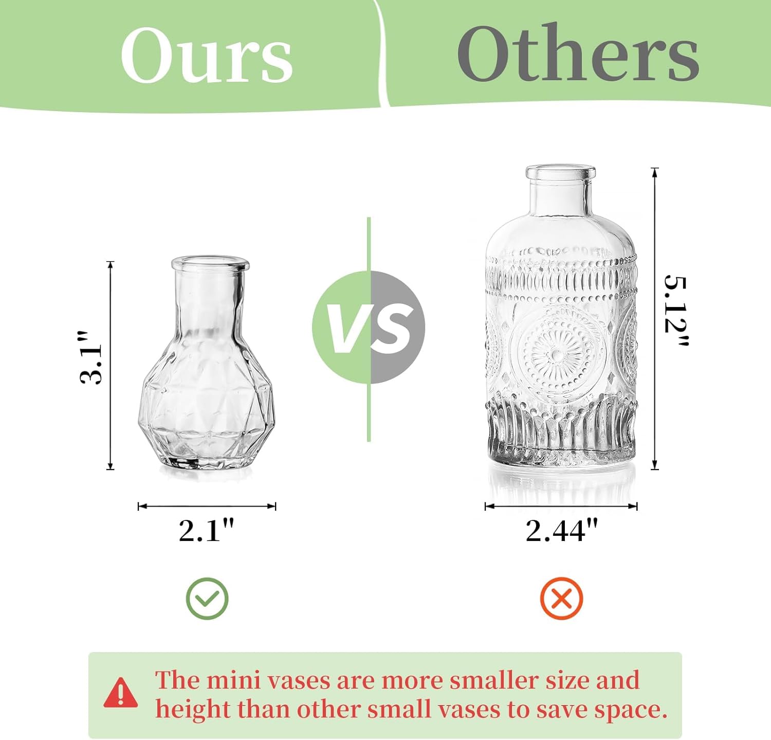2.7" Mini Glass Vase Set for Flowers Decor Wedding Party Baby Shower / Clear / Set of 20