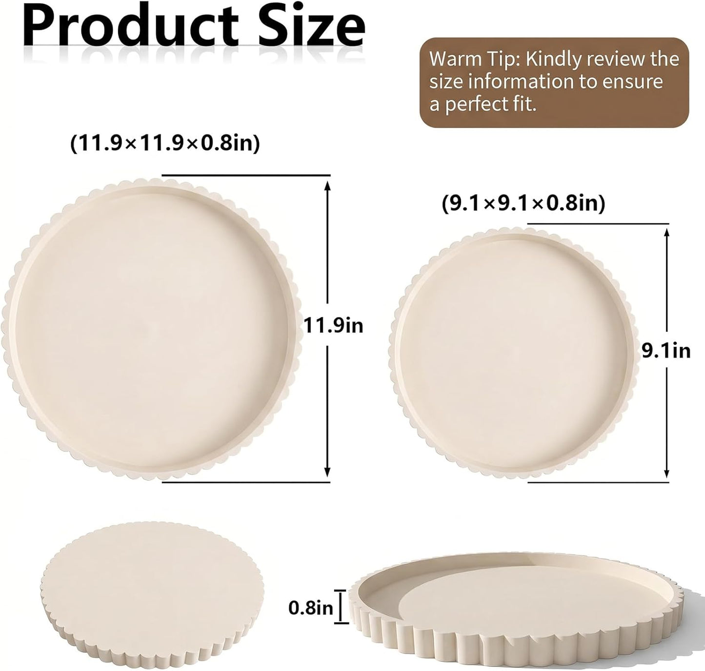 Scalloped Edge Vanity Organizer / Beige / 9.1 / 9.1 Inch
