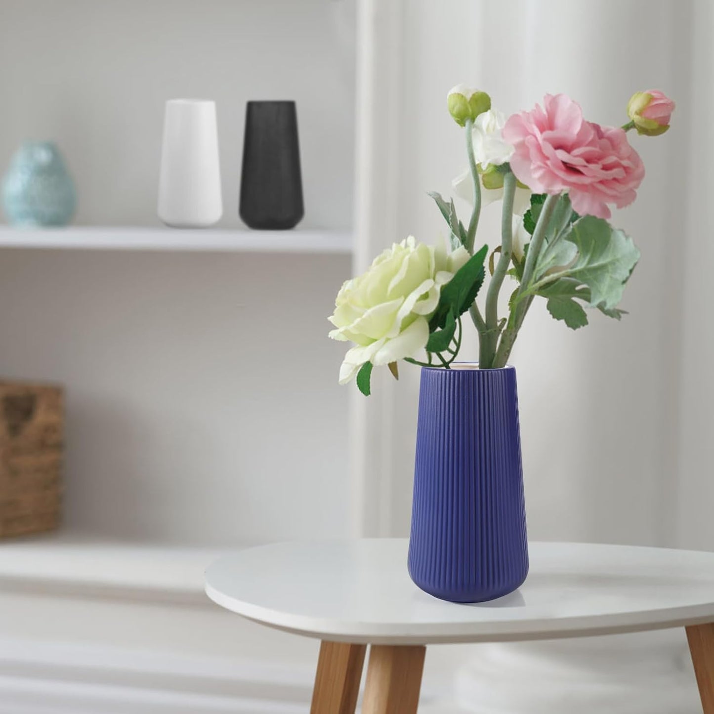 Ceramic Vase / Small Flower Vase for Pampas Grass / Navy Blue