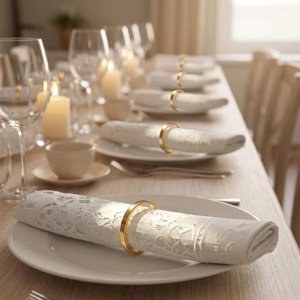 200 Pcs Gold Napkin Rings Bulk Delicate Napkin Holder for Dining Wedding Party Banquet Table Decroration Christmas and
