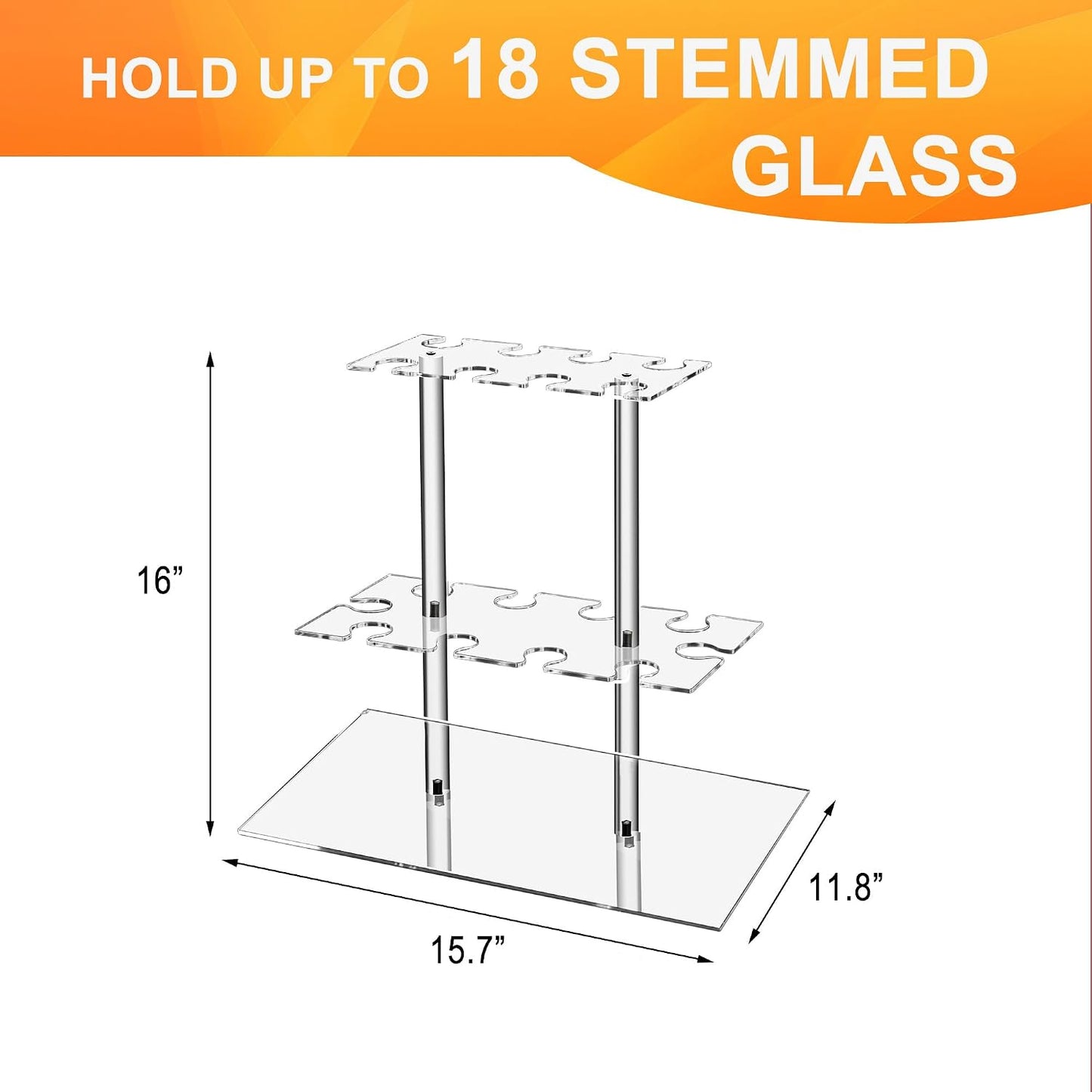 Acrylic Wine Glass Stemware Rack Champagne / 2 Tier / Clear