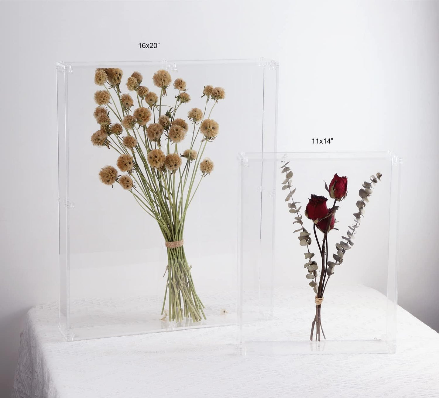 16x20 Acrylic Shadow Box, Assemble Display Case, DIY Tabletop/Wall Mount Display Frame, All Clear Memory Box for Dried