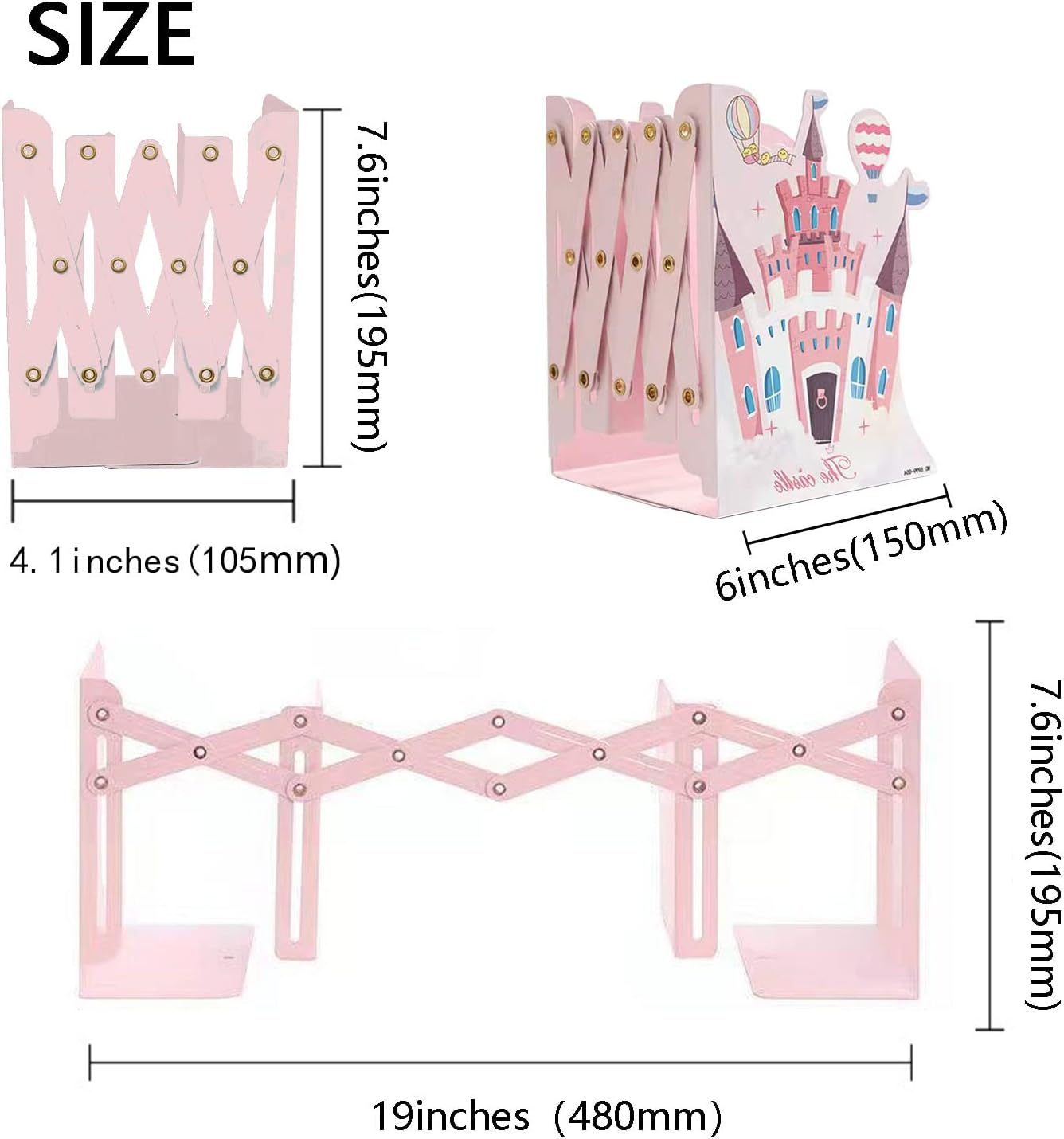 Adjustable Metal Bookends Heavy Duty / Castle