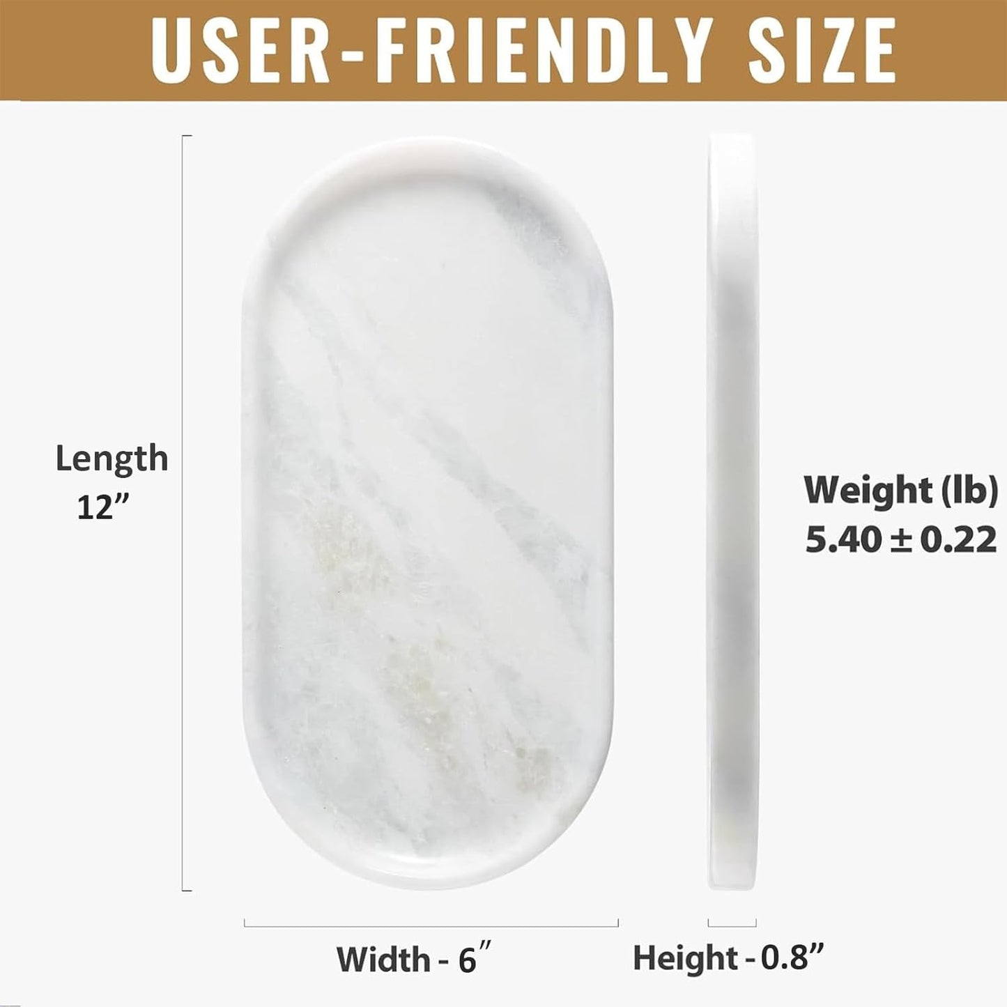 Candles / Countertop Organizer / White Marble-namib Fantasy / 12 x 6 x 0.8