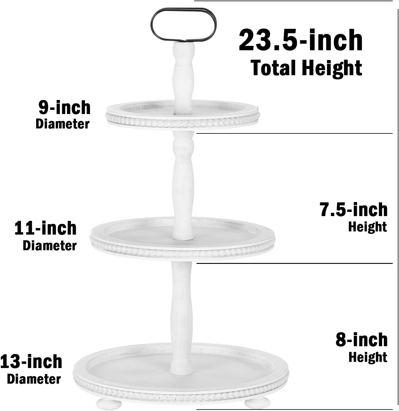 Urban Deco Wooden Tiered Tray 3-Tier Decorative Tray Stand Farmhouse Serving Tray, Round Wooden Cupcake Display Stand