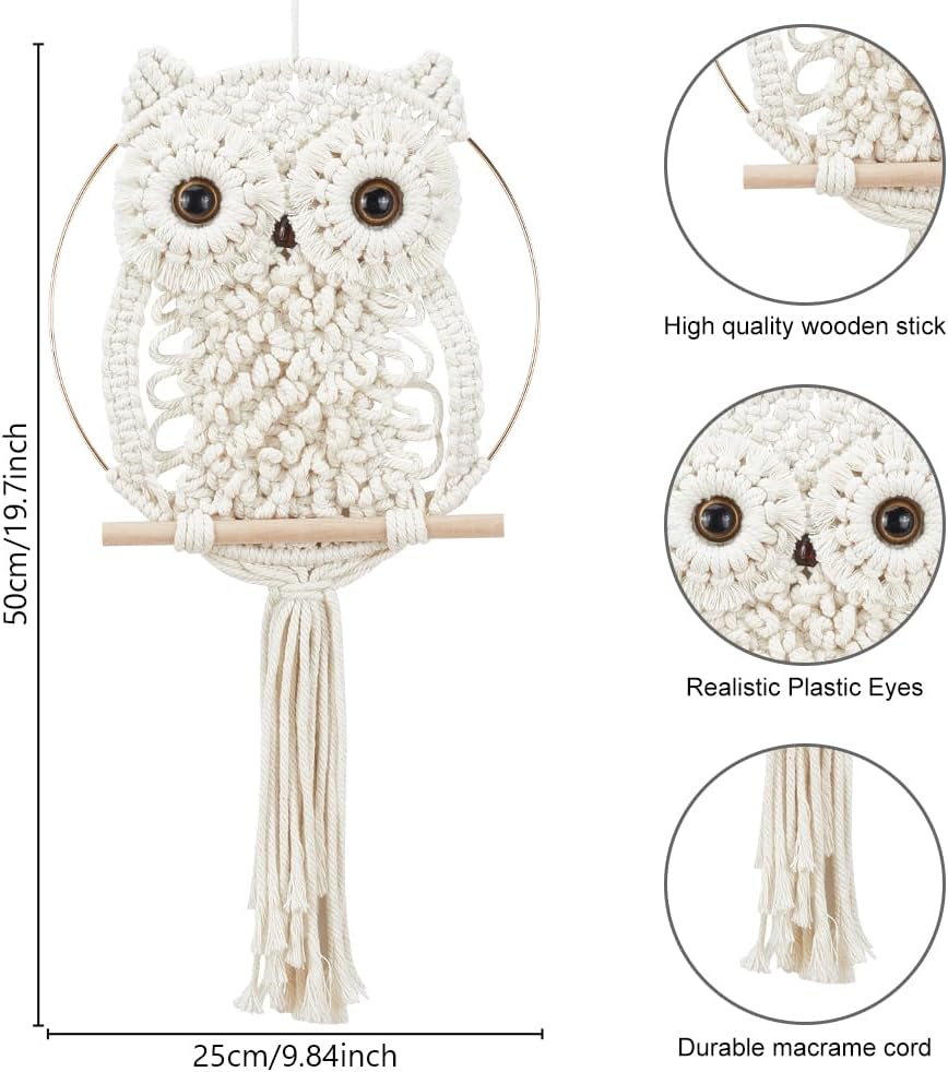 DIY Macrame Owl Wall Hanging Tapestry Kit Owl Macrame Kit for Beginner Boho Handmade Woven Macrame