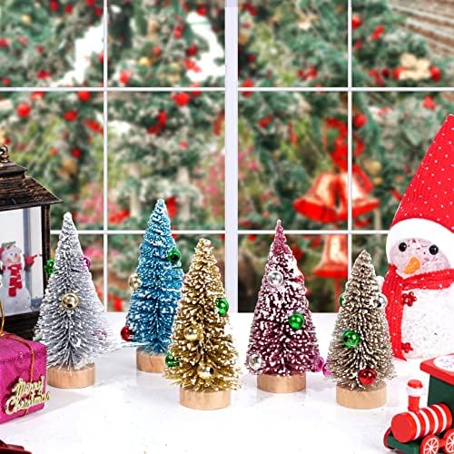 Yookat 12Pcs Mini Christmas Trees Sisal Trees Pine Trees Bottle Brush Trees