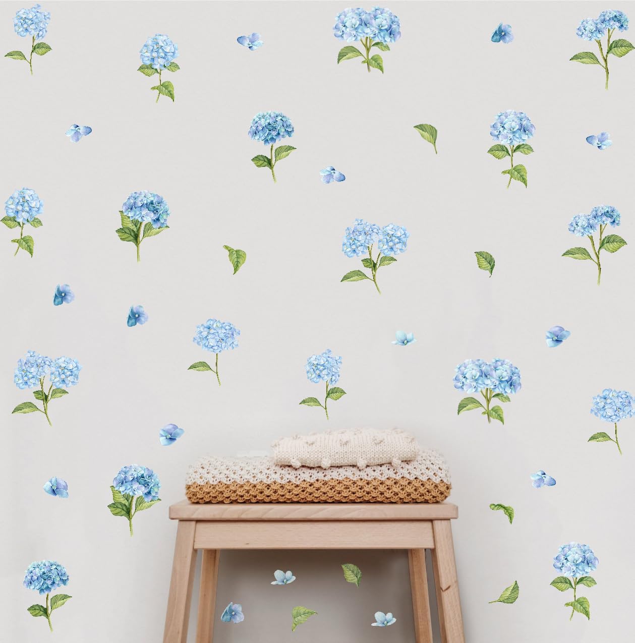 Removable Flower / Watercolor Wall Stickers / Blue Hydrangea