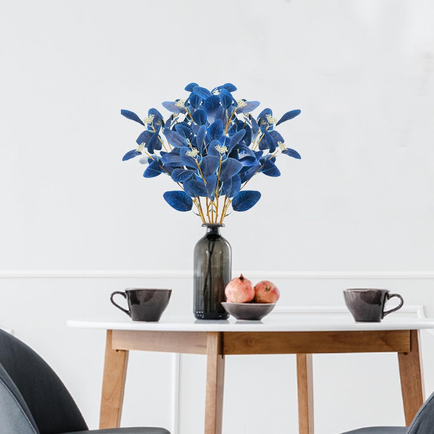 Faux Eucalyptus Stems Artificial Eucalyptus Leaves Spray Greenery Stems Branches / Blue / Set of 6
