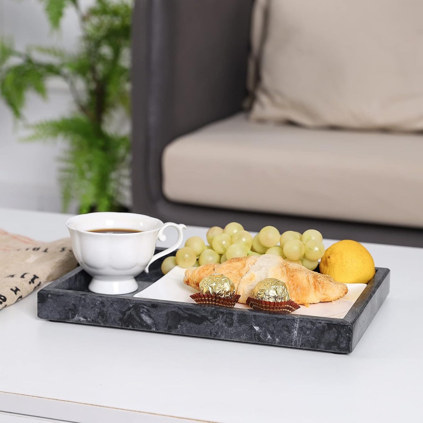 Marble Bathroom Vanity Tray / Blackish Green / 12 x 8 x 1.2