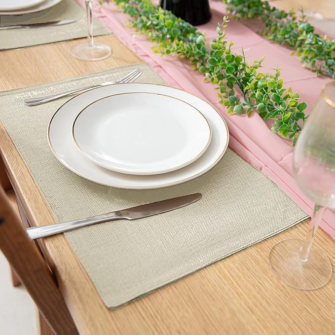 Cloth Placemats Set of 8, Linen Type Fabric Placemats Machine Washable Heat Resistant Placemats Wrinkle Free Thick