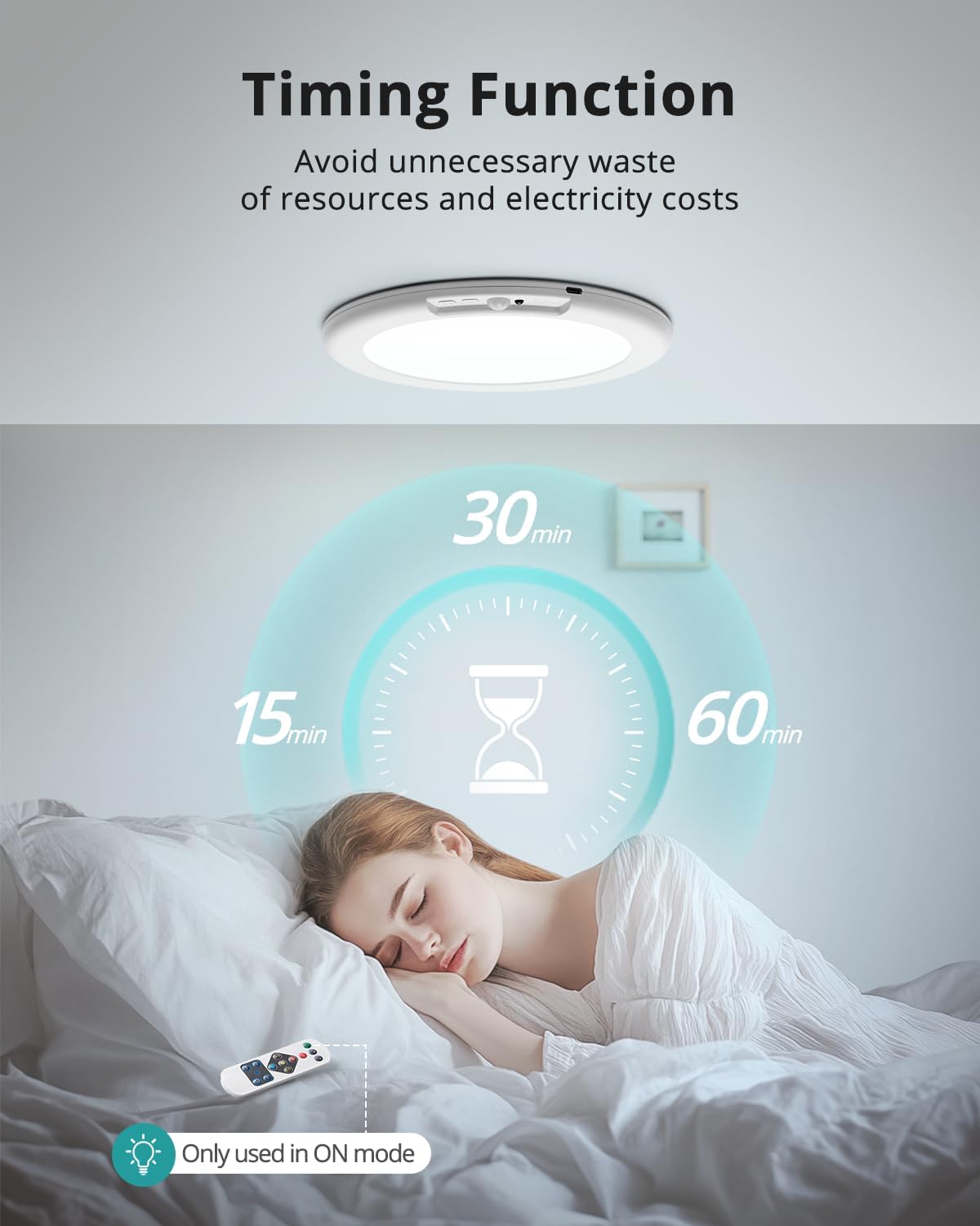 wowatt Rechargeable Ceiling Lights Battery Operated with Remote for Shower | Wireless Magnetic Ceiling light 7.48in