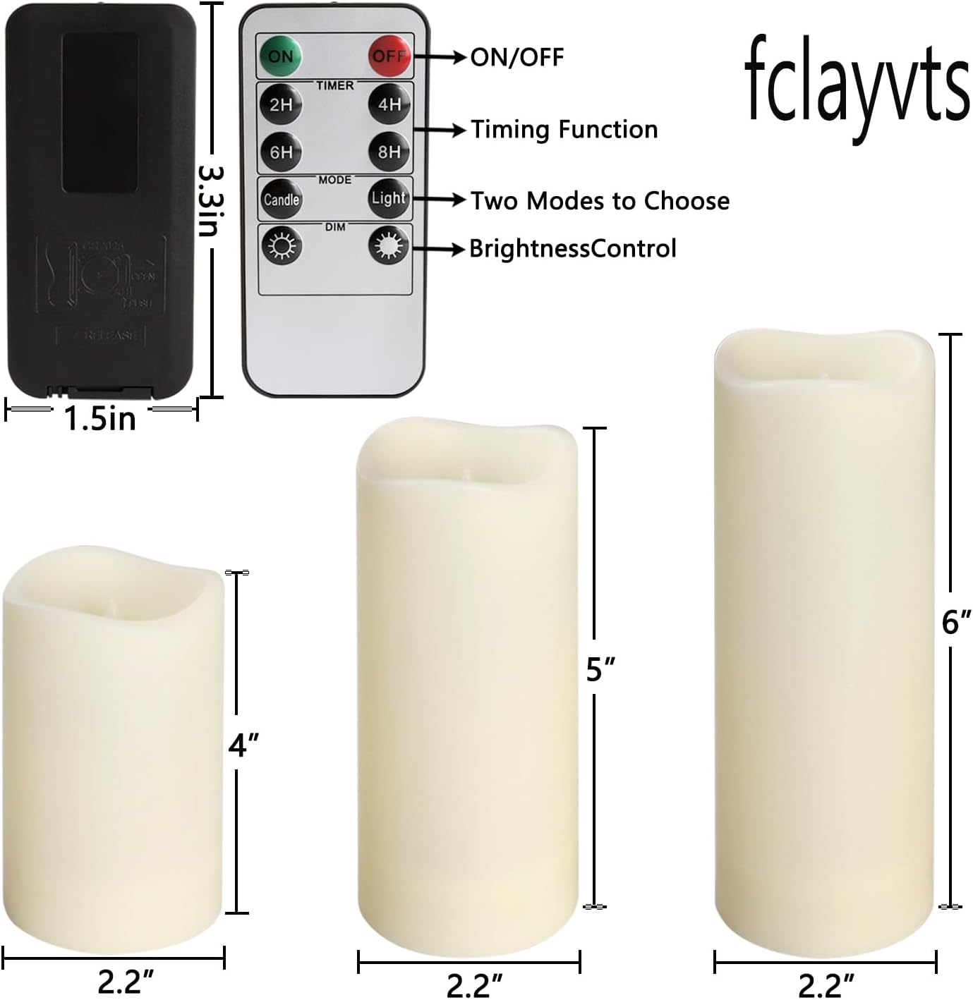 fclayvts 24-Pack LED Flameless Candles with Remote Control -Flickering Electric Candles- Timer Candles -3D Flame, for