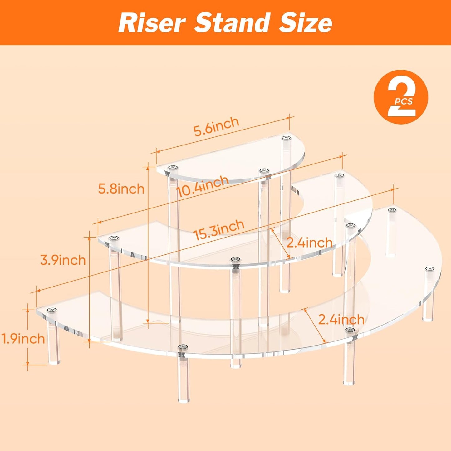 Dessert Stand / Perfume Organizer / Clear / Set of 2
