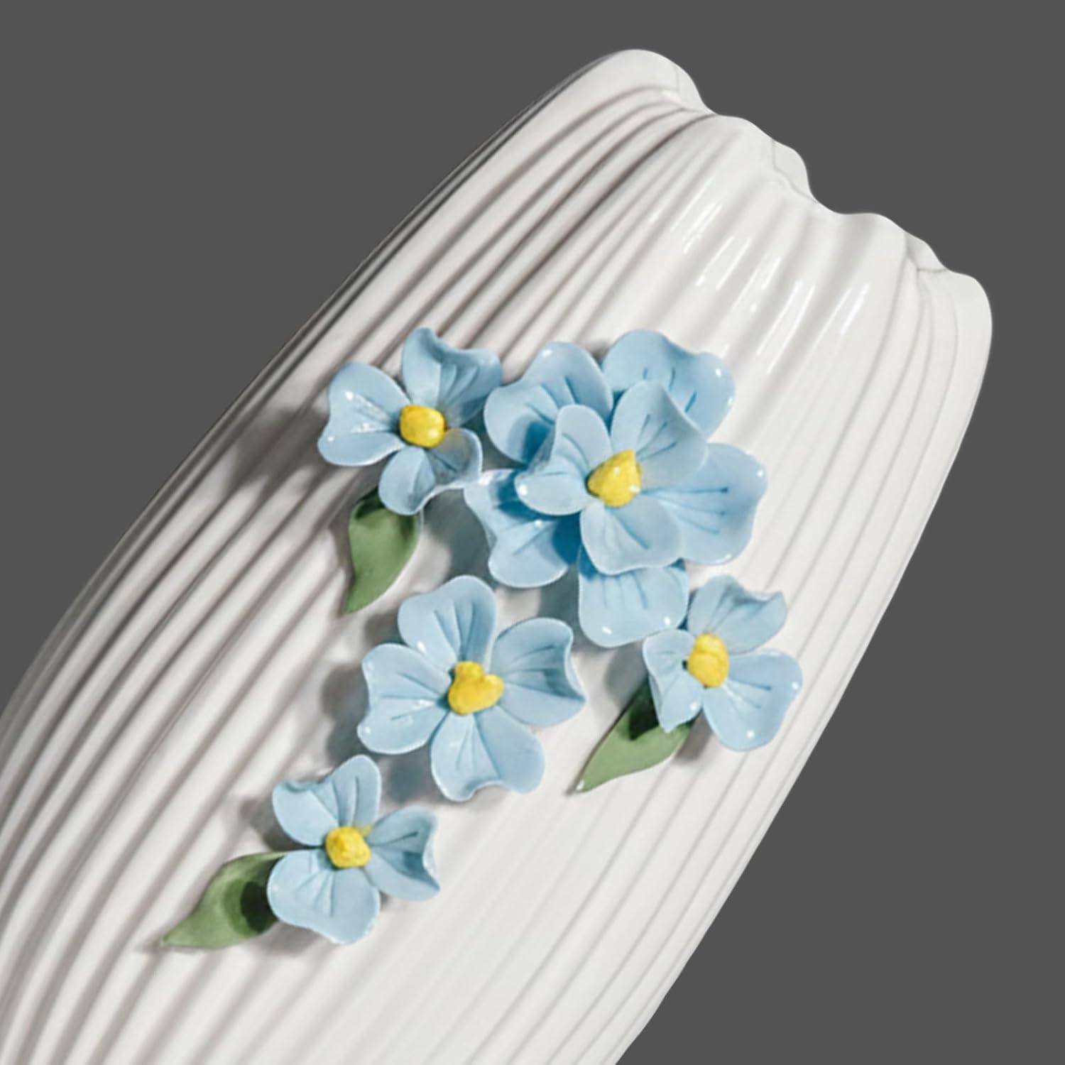 Modern Ceramic Vase / White and Light Blue / 9 Inch