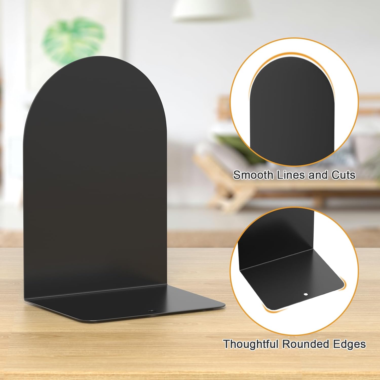 Metal Round Bookends / 4 Pairs Bookends / Black