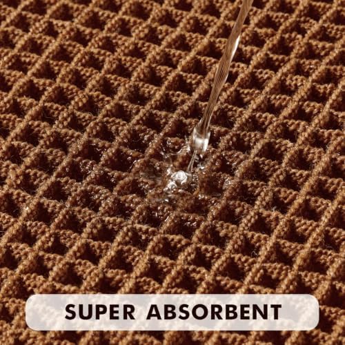 MIULEE Set of 2 Waffle Bathroom Rugs Boho Bath Mat Caramel 18x30 Inch