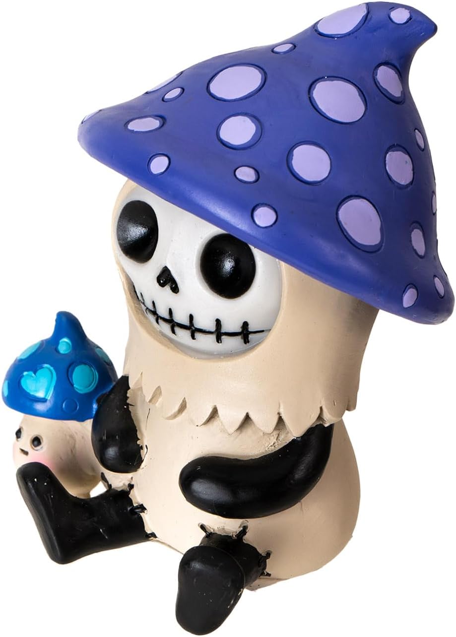 Purple Kinoko Furrybones Collectible Figurine Skeleton in Mushroom Costume / Purple/blue/white/black