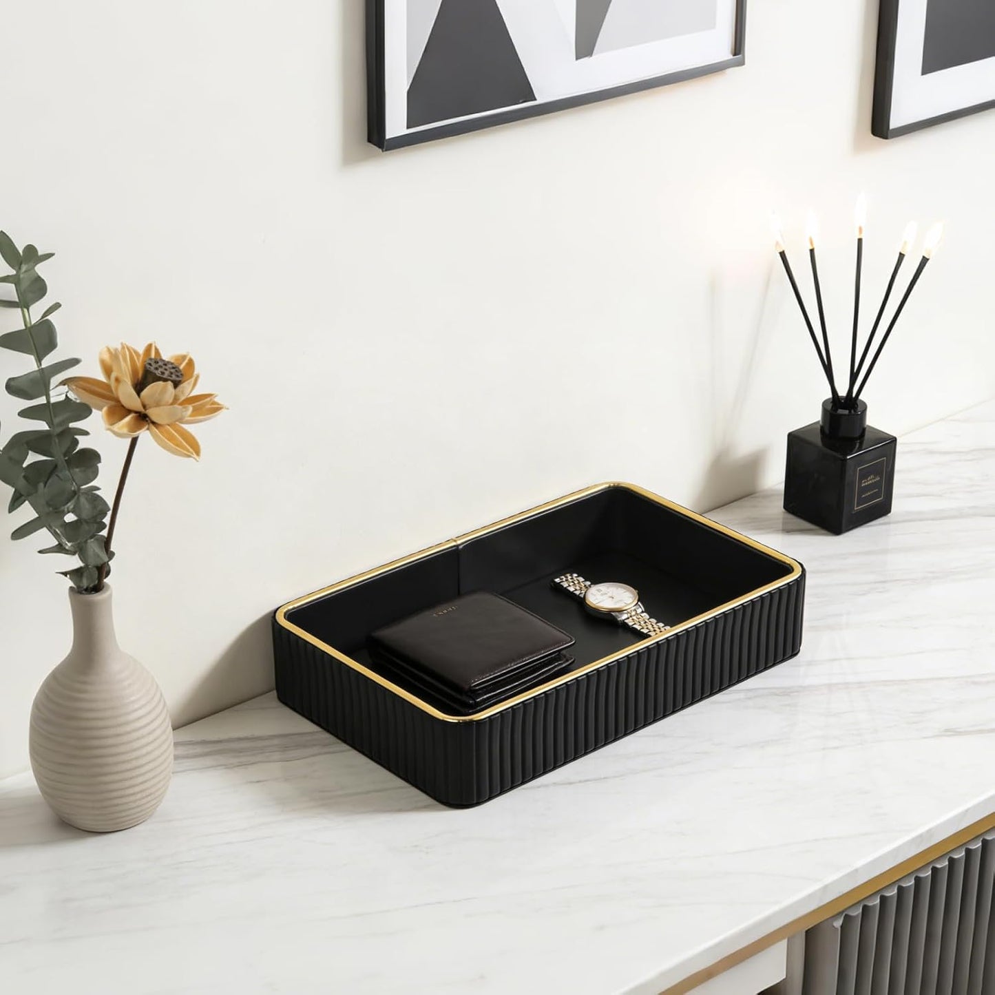 PU Leather Valet Tray / Black