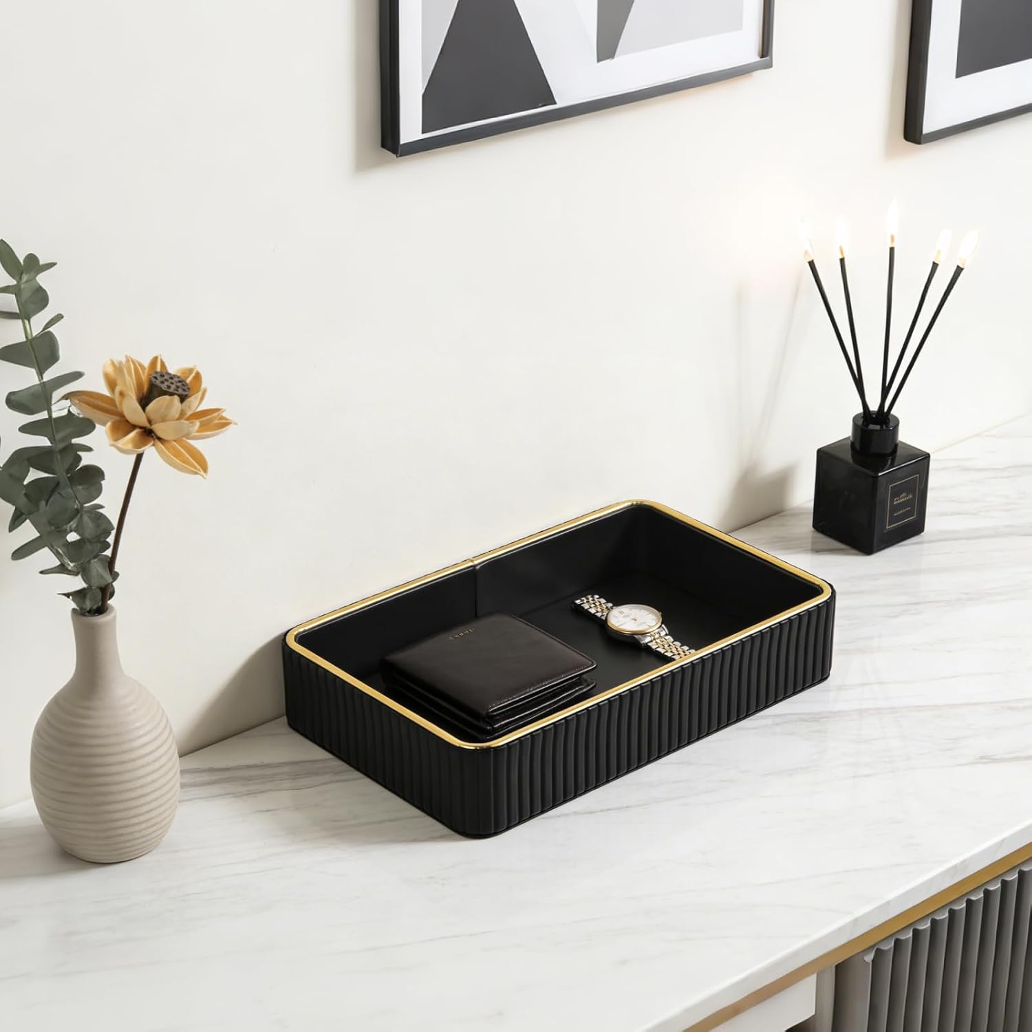 PU Leather Valet Tray / Black