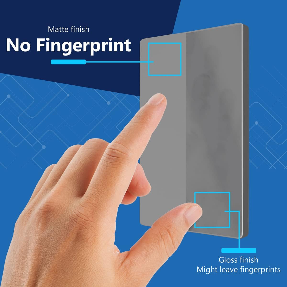 LIDER Blank Wall Plate, Screwless Design, 1-Gang, Matte Gray, 10-Pack | Temperature And Impact Resistant, Midsize