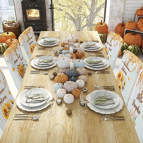 Preboun 6 Fall Chair Covers Thanksgiving Pumpkin Dining Protector