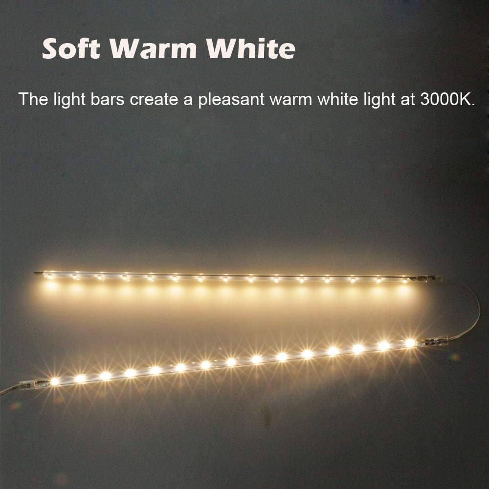 Cefrank Display Lights, 16" LED Light Bar, 4-Pack Linkable Warm White Kit | Ultra Thin Plug in Light Bar for Bookshelf
