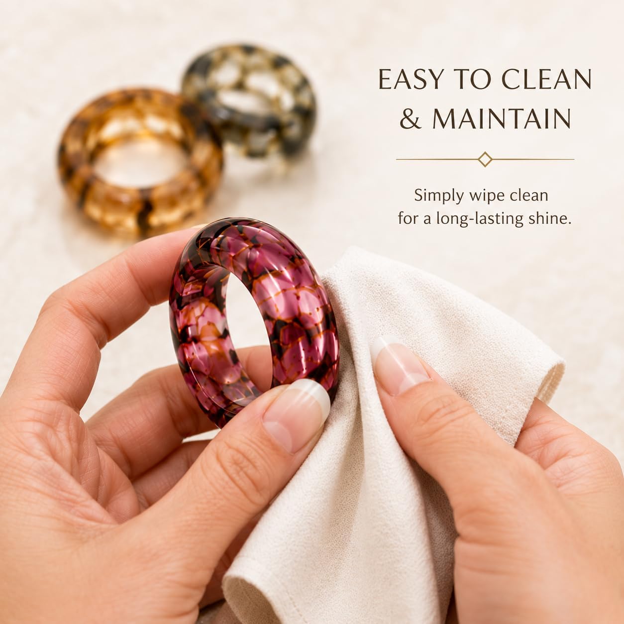 Alpha Living Home Spring Epoxy Napkin Rings, Set of 12, Multi-Color | Handcrafted resin, glossy finish, 2.5x2.5x0.5 in