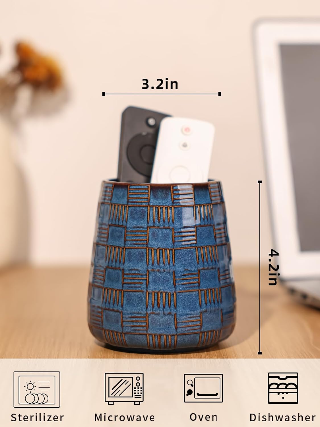 Ceramic TV Remote Control Holder / Blue