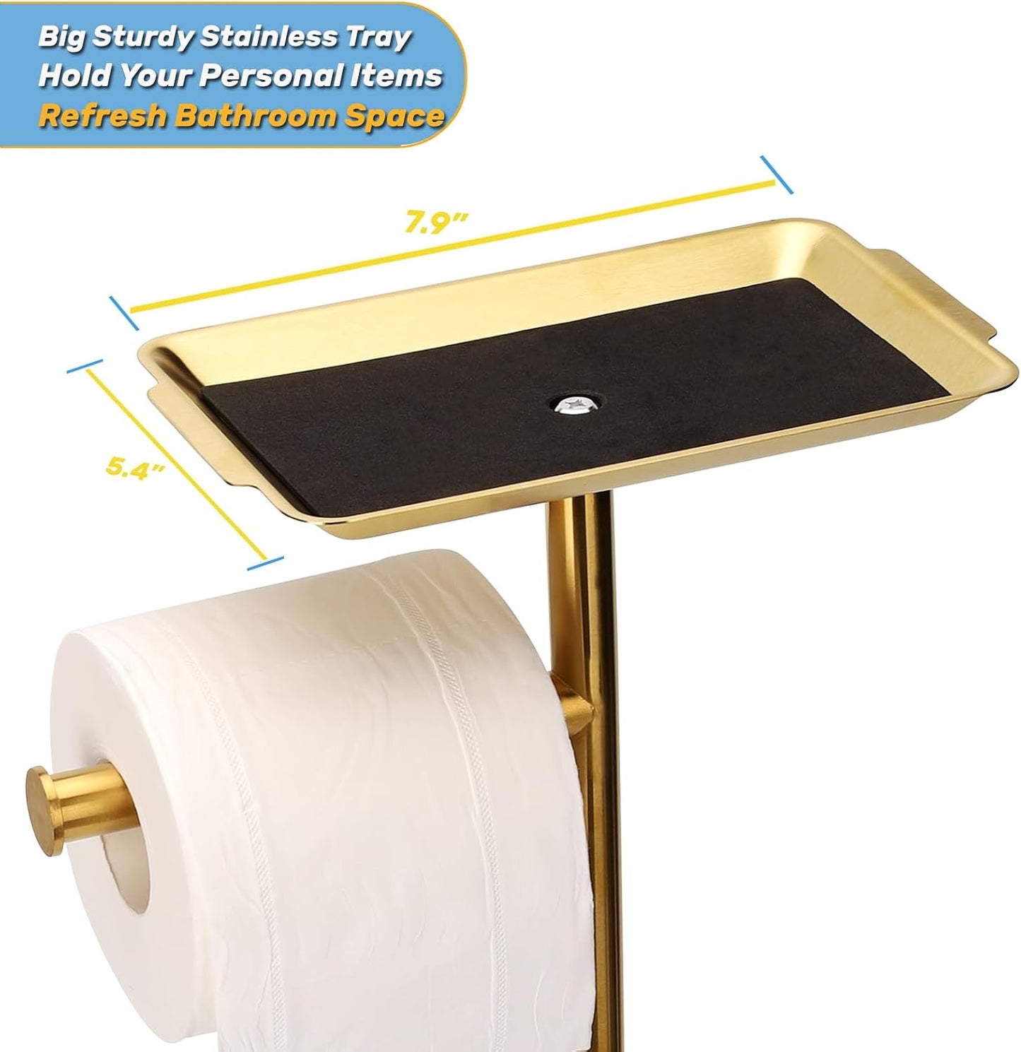 Exilon Toilet Paper Holder Stand for Bathroom Floor Freestanding Toilet Roll Dispenser Storages 4 Reserve Rolls, with
