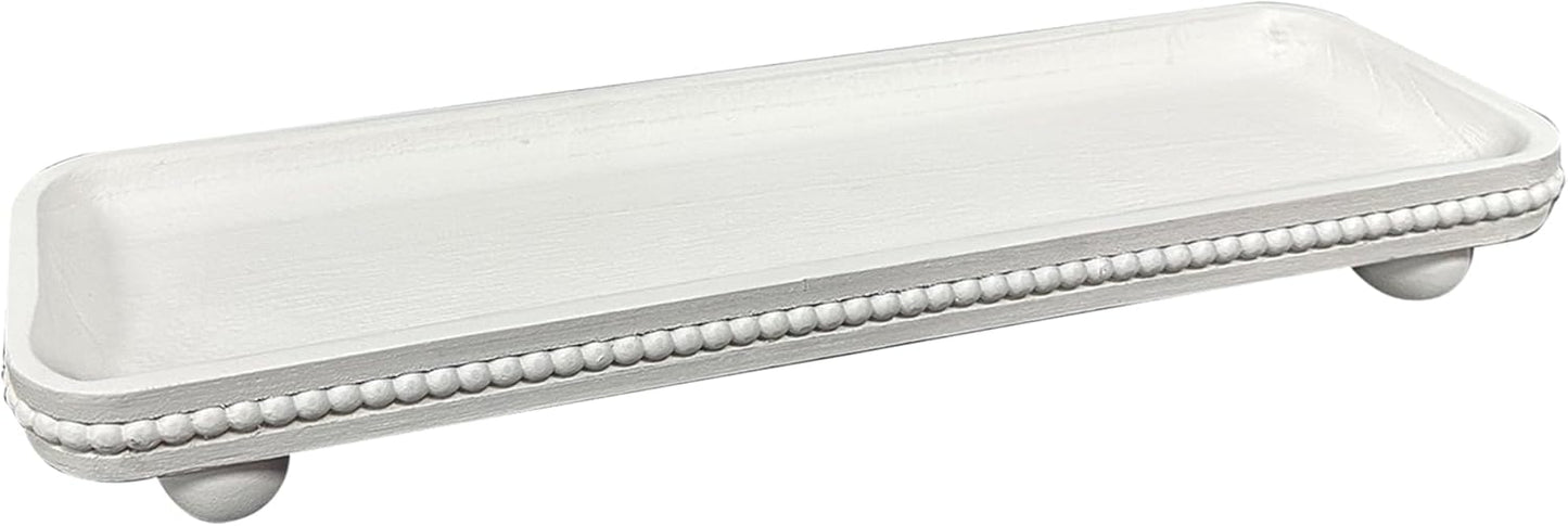 Oval Wooden Decorative Tray / White