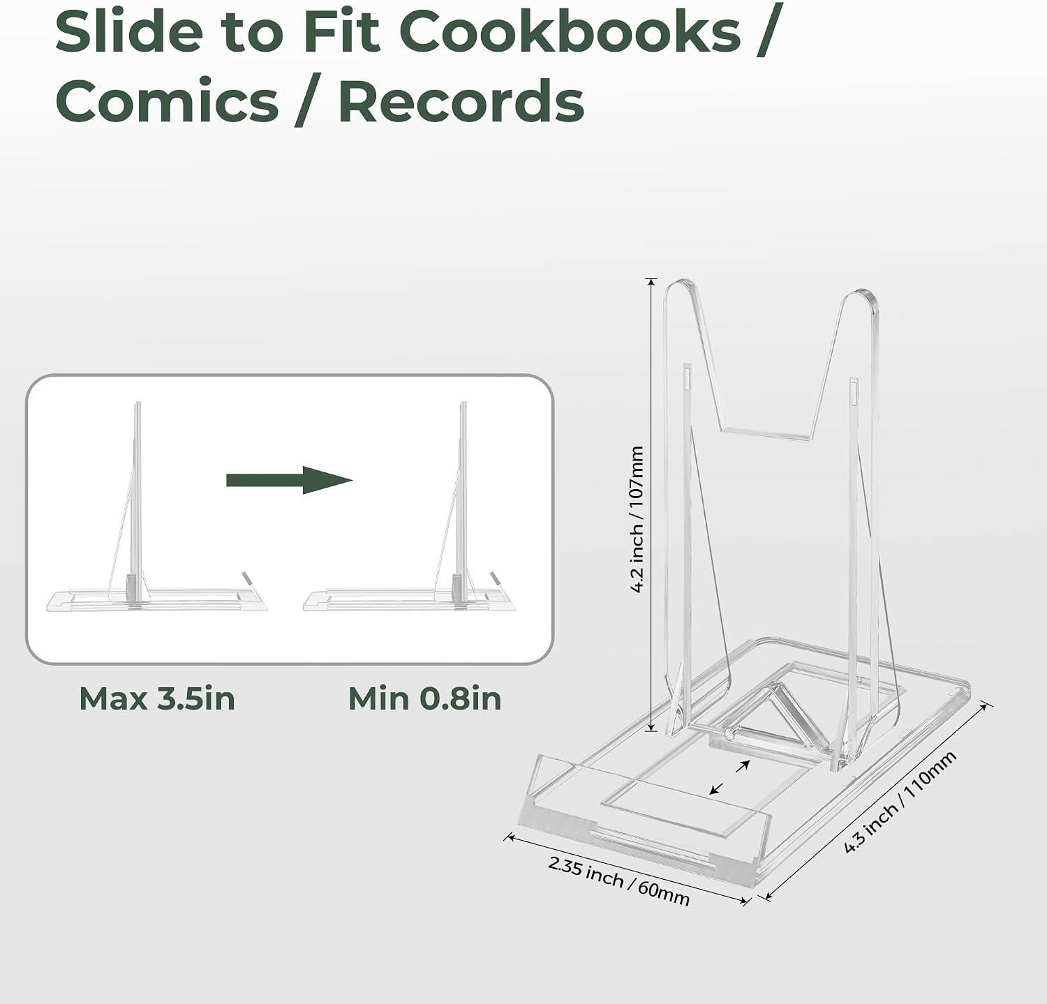 Acrylic Book Display Stand / 3.5 Inch / Clear / Set of 14