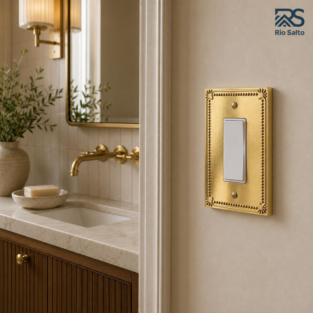Rio Salto Gold Rocker Light Switch Cover Plate Gold Metal Decorative Beaded Wall Plates Outlet Covers — Pearl