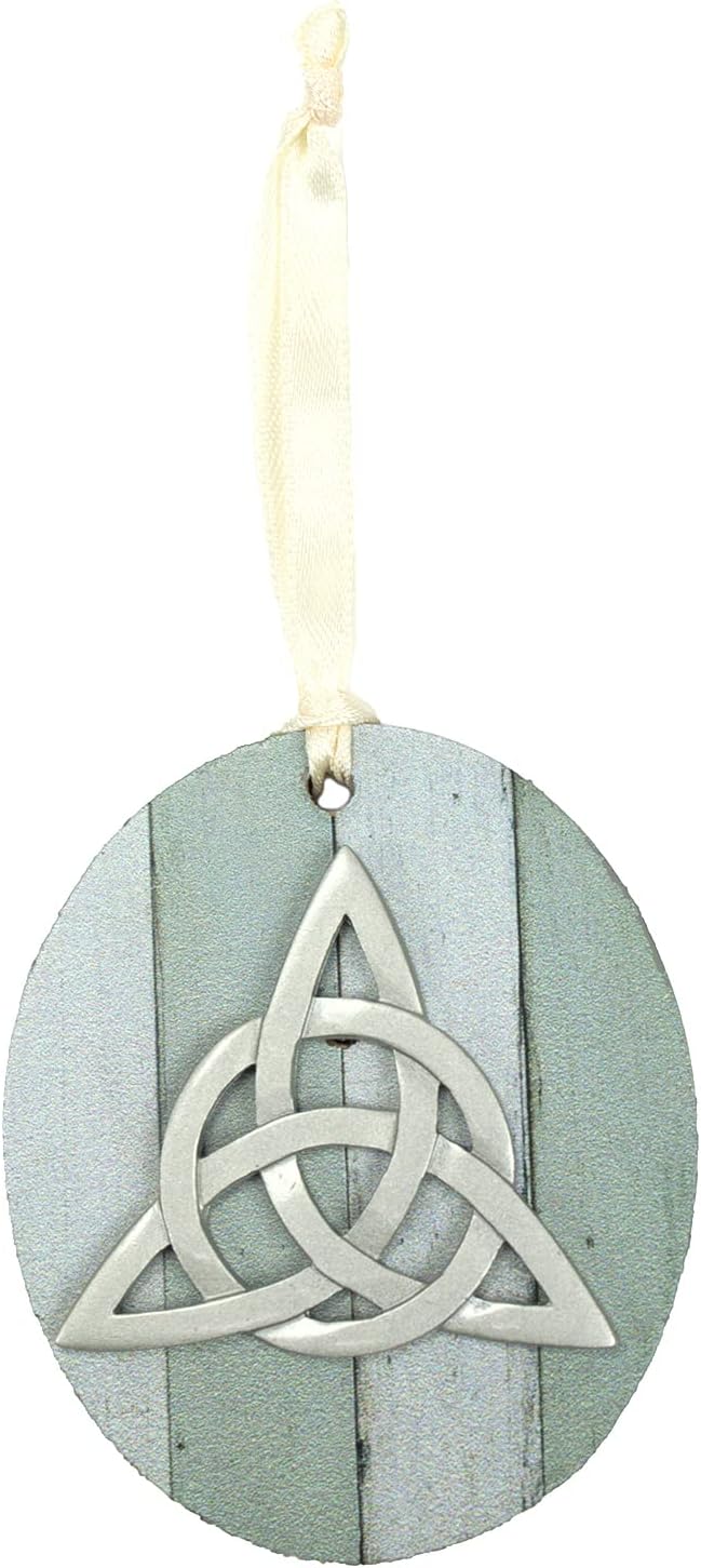 Abbey & CA Gift Ornament On Ribbon Gift Boxed / Trinity Knot MDF / Cream