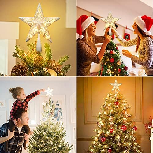 BrizLabs Lighted Christmas Star Tree Topper, 8”with 10 Lights