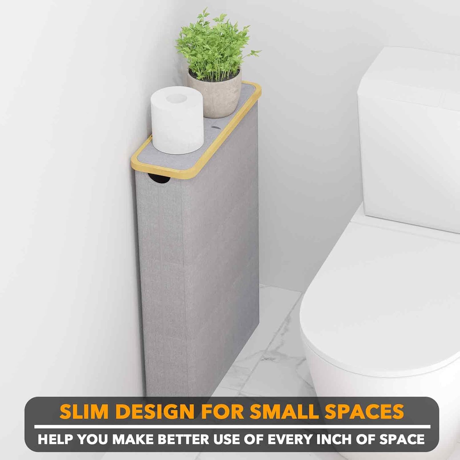 SpaceAid Extra Large Toilet Paper Storage with Lid, Hold up to 24 Regular Rolls or 18 Mega Rolls, Slim Toilet Paper