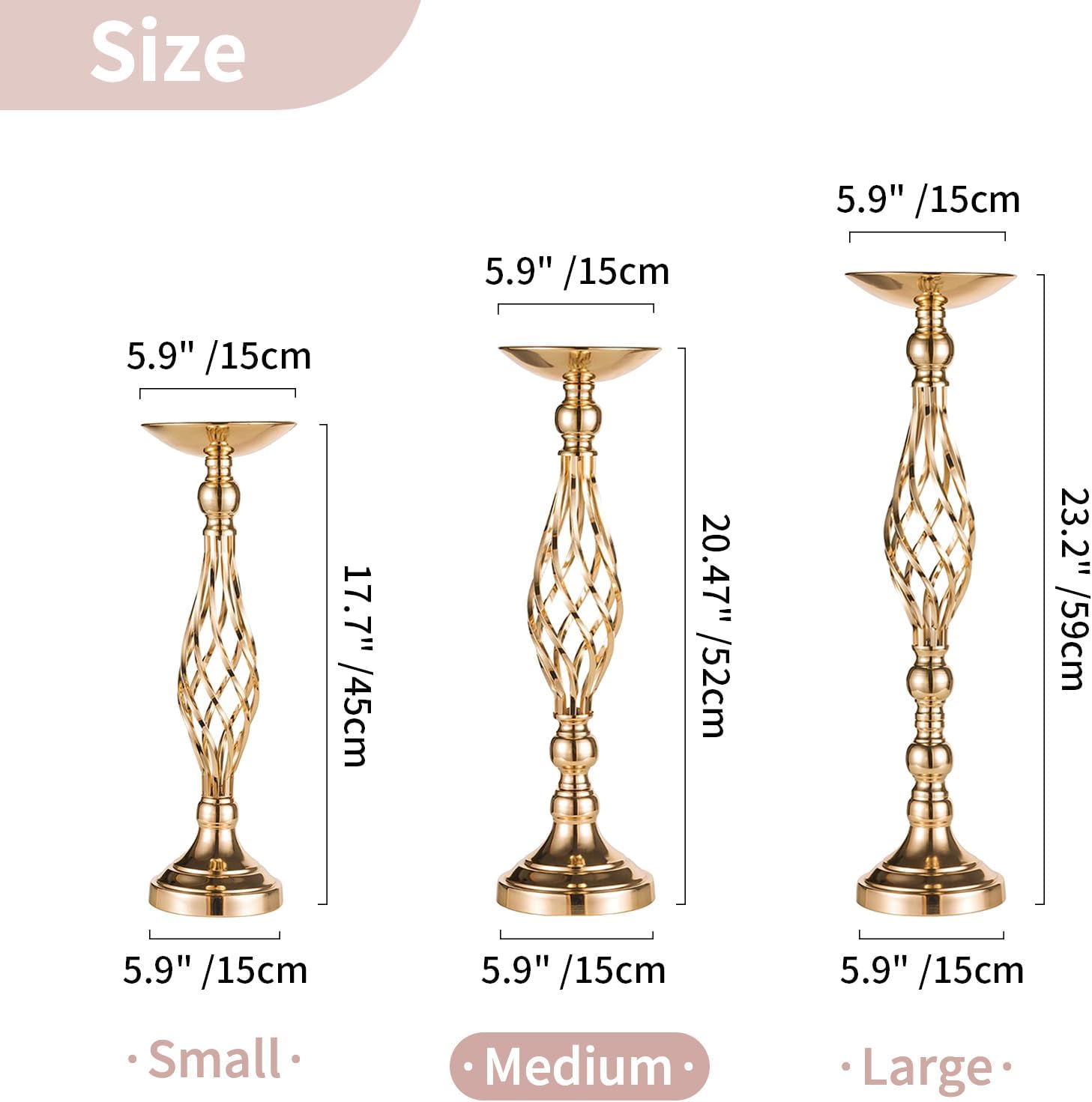 NUPTIO Gold Centerpiece Stand for Table, Twist Style, 20.5" Tall, 10 Pcs | Versatile Flower Arrangement, Candle Holder