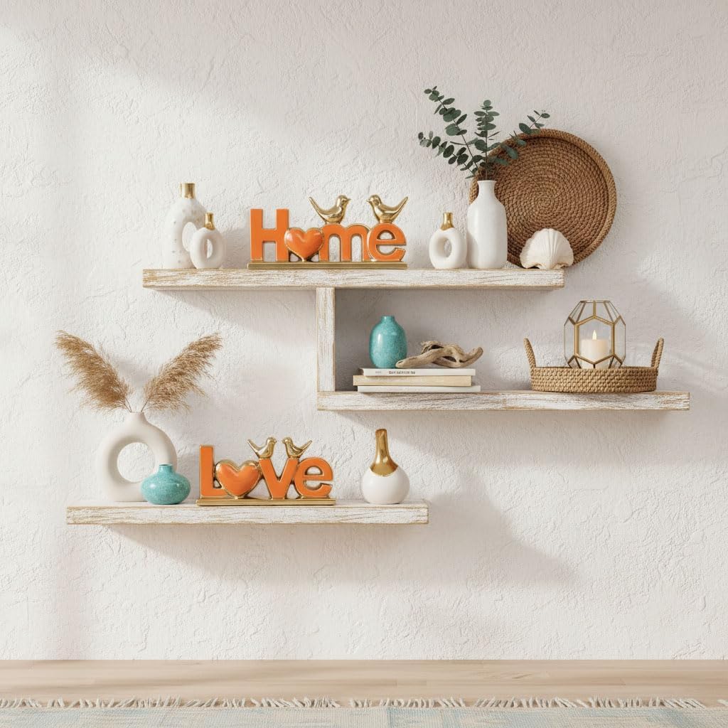 10" Modern Gold Tabletop Sculptures for TV Stand / Orange