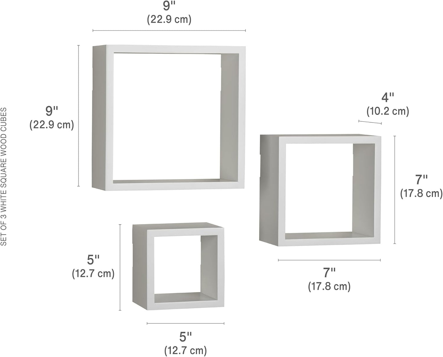 Floating Square Cube Shelves / White / Set of 3