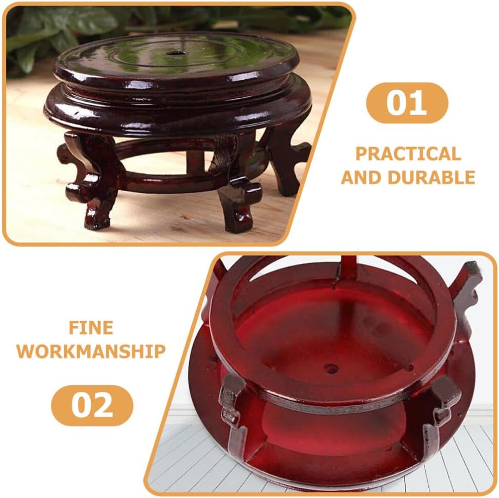 Wooden Plant Stand Indoor Flower Pot Holder Oriental Display Base / 0.77 Pounds / 6.3 Inch