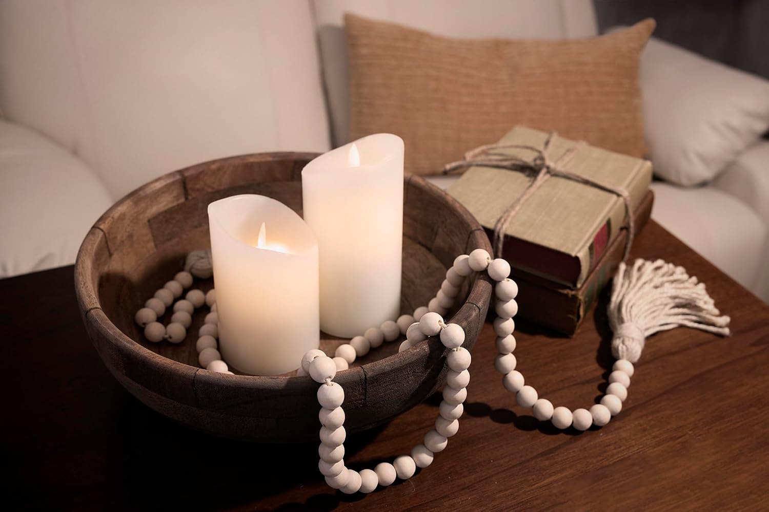 Farmhouse Beads Wooden Garland- Wood Prayer Bead Garland