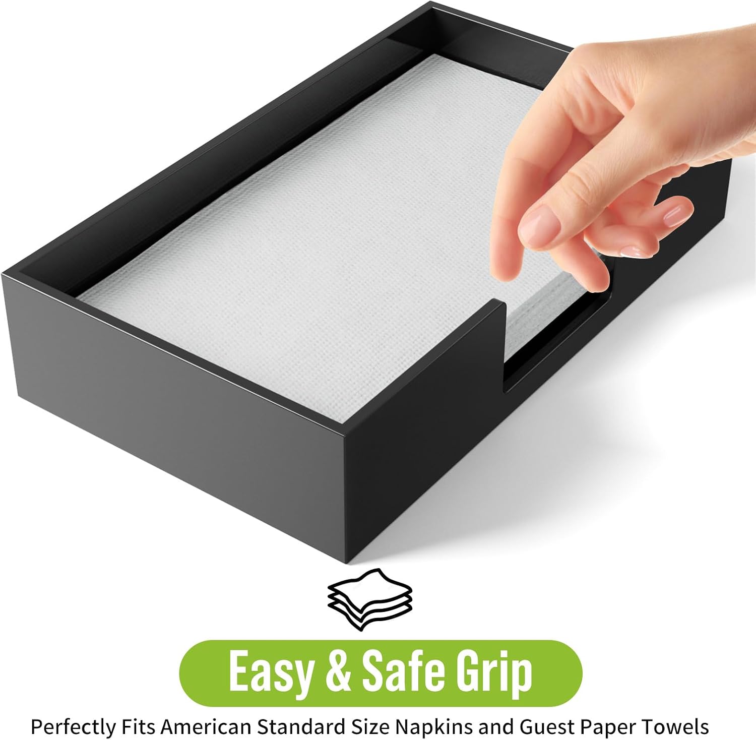 Acrylic Guest Towel Napkin Holder / Black / 9.5 x 5.5 x 2