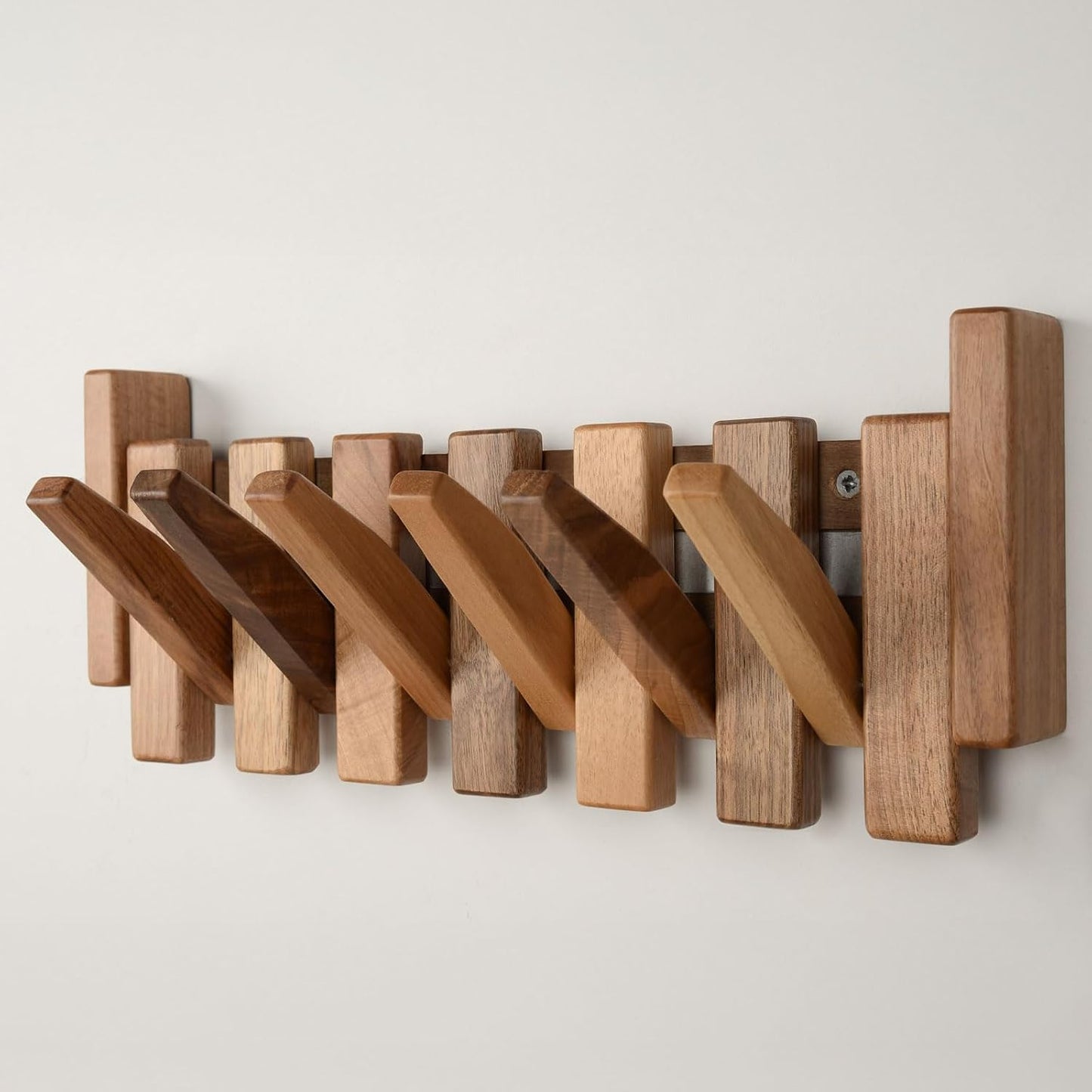 Solid Walnut Piano Key Coat Rack / Walnut-regular-natural / 6 Hooks
